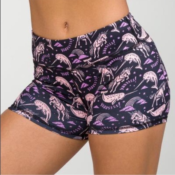 IAB MFG Sharkfin Unicorn Narwhal Booty Shorts Size Small - Picture 1 of 8